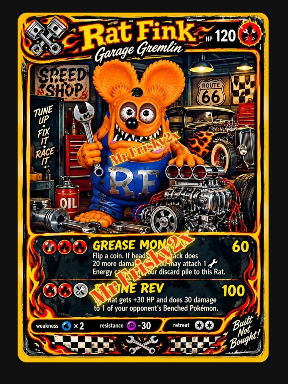Rat Fink Pokemon Card Metal Poster